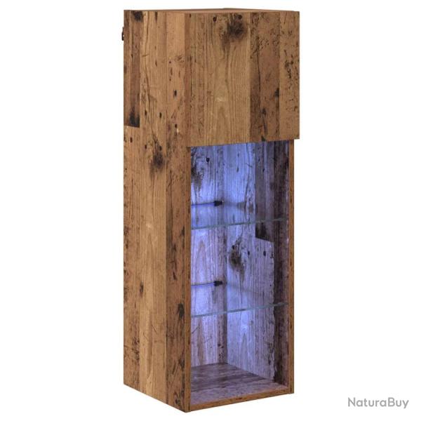 Meuble TV mural moderne avec �tag�res pratiques 30,5 x 30 x 90 cm en bois d'ing�nierie bois ancien