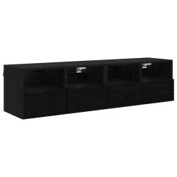 Lot de 2 meubles TV muraux rectangle &eacute;pur&eacute; rangement pratique 60 x 30 x 30 cm en bois d'ing&eacute;nierie