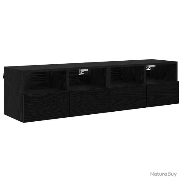 Lot de 2 meubles TV muraux rectangle �pur� rangement pratique 60 x 30 x 30 cm en bois d'ing�nierie