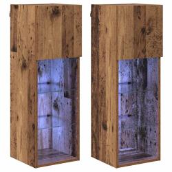 Lot de 2 meubles TV muraux design moderne 30,5 x 30 x 90 cm avec &eacute;clairage LED ambiance contemporai