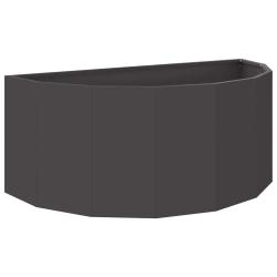 Jardini&egrave;re demi-ronde moderne pour jardin terrasse 90 x 45 x 35 cm en acier noir 02_0052929