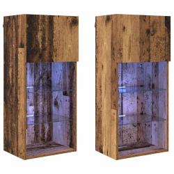 Lot de 2 meubles TV muraux modernes avec &eacute;tag&egrave;res pratiques 40,5 x 30 x 90 cm en bois d'ing&eacute;nierie