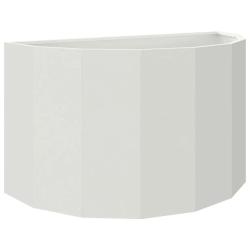 Jardini&egrave;re demi-ronde moderne ext&eacute;rieure 90 x 45 x 50 cm design chic en acier blanc 02_0052951