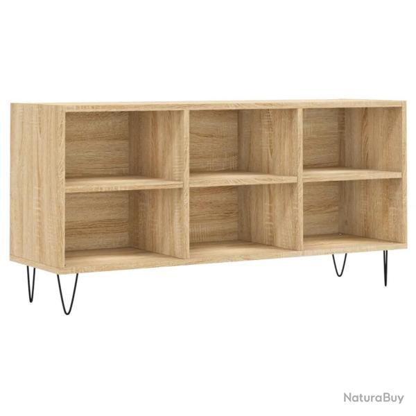 Meuble TV ch�ne sonoma avec 6 compartiments rangement moderne salon 103,5 x 30 x 50 cm en bois ch�n