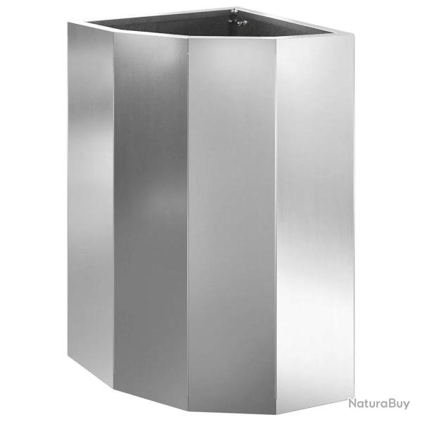 Jardini�re d'angle moderne �pur�e ext�rieur 30 x 30 x 50 cm en acier galvanis� argent 02_0052920