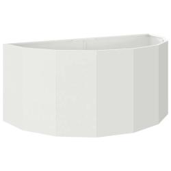 Jardini&egrave;re demi-rond moderne 120 x 60 x 50 cm facile &agrave; entretenir chic en acier blanc 02_0052944