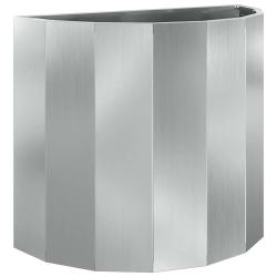 Jardini&egrave;re demi-ronde contemporaine pour ext&eacute;rieur 60 x 30 x 50 cm en acier galvanis&eacute; argent 02_005