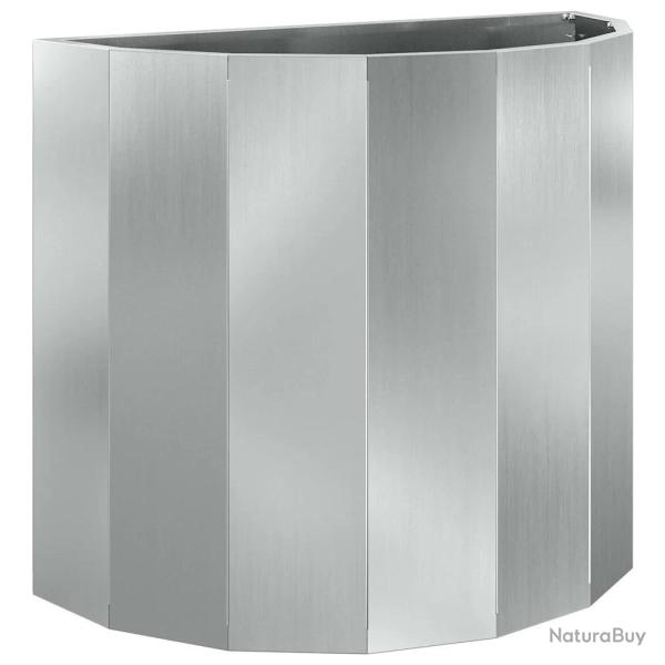 Jardini�re demi-ronde contemporaine pour ext�rieur 60 x 30 x 50 cm en acier galvanis� argent 02_005