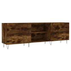 Meuble TV solide avec rangement spacieux 150 x 30 x 50 cm style moderne en bois ch&ecirc;ne fum&eacute; 02_00487