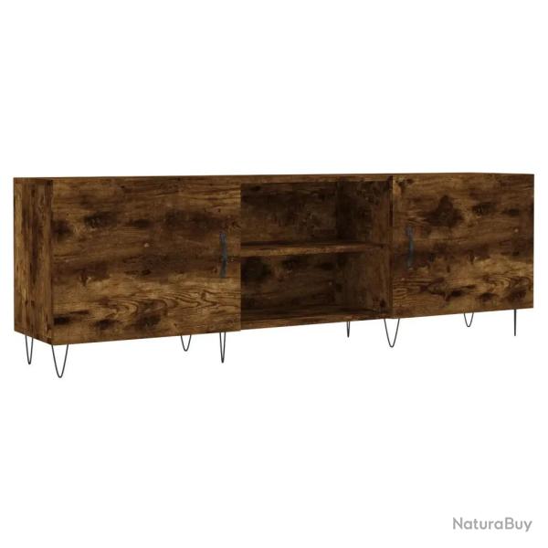 Meuble TV solide avec rangement spacieux 150 x 30 x 50 cm style moderne en bois ch�ne fum� 02_00487