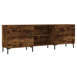 Meuble TV moderne rangement pratique 150 x 30 x 50 cm en bois d'ing&eacute;nierie ch&ecirc;ne fum&eacute; 02_0048708