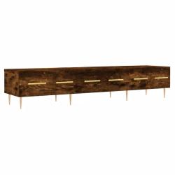 Meuble TV rectangulaire rangement pratique 150 x 36 x 30 cm en bois d'ing&eacute;nierie ch&ecirc;ne fum&eacute; 02_0048