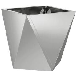 Jardini&egrave;re carr&eacute;e style moderne ext&eacute;rieur 30 x 30 x 30 cm design &eacute;pur&eacute; en acier argent 02_0053058