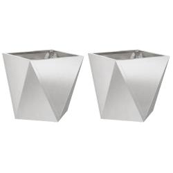 Lot de 2 jardini&egrave;res carr&eacute;es modernes pour ext&eacute;rieur 50 x 50 x 50 cm en acier inoxydable argent 02_