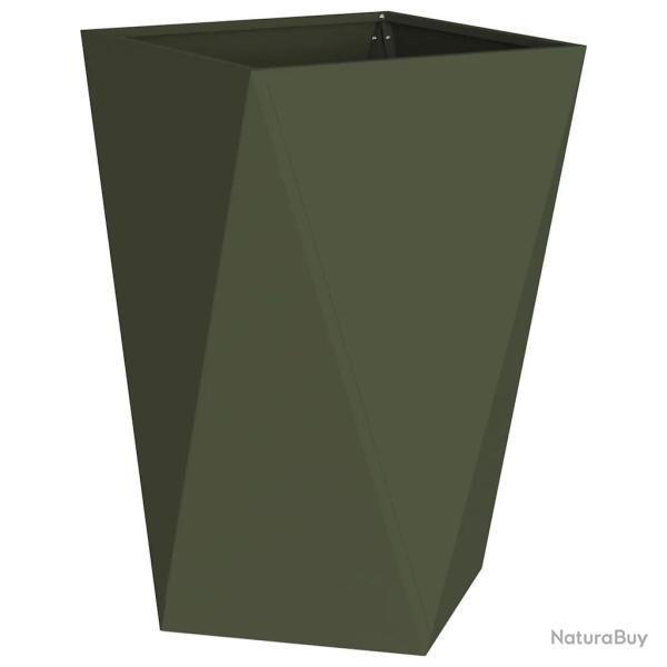 Bac � plantes rectangulaire moderne ext�rieur 50 x 50 x 75 cm design chic en acier vert olive 02_00