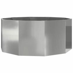 Jardini&egrave;re ronde pratique ext&eacute;rieur 120 x 120 x 50 cm ambiance moderne en acier galvanis&eacute; argent 02