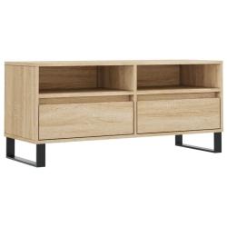 Meuble TV avec grand espace de rangement 100 x 34,5 x 44,5 cm style moderne salon en bois d'ing&eacute;nie