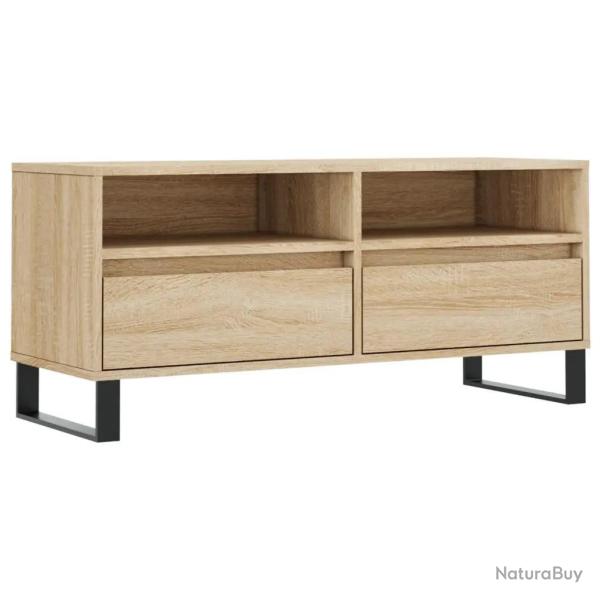 Meuble TV avec grand espace de rangement 100 x 34,5 x 44,5 cm style moderne salon en bois d'ing�nie