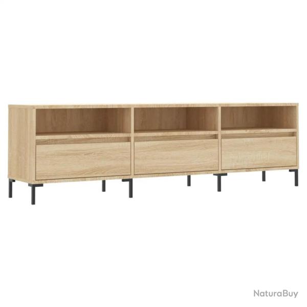 Meuble TV rectangulaire grand espace de rangement 150 x 30 x 44,5 cm en bois d'ing�nierie ch�ne son