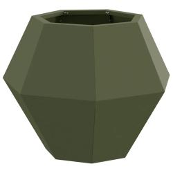 Jardini&egrave;re rectangulaire ext&eacute;rieure 50 x 50 x 40 cm durable style chic en acier vert olive 02_00531