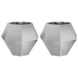 Lot de 2 jardini&egrave;res rectangulaires pour balcon jardin 75 x 75 x 60 cm en acier inoxydable argent 0