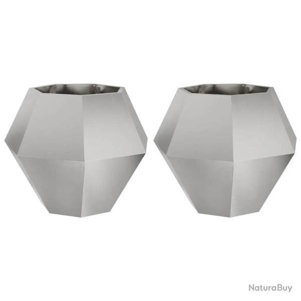 Lot de 2 jardini�res rectangulaires pour balcon jardin 75 x 75 x 60 cm en acier inoxydable argent 0