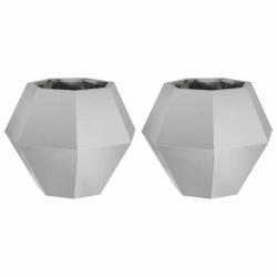 Lot de 2 jardini&egrave;res rectangulaires ext&eacute;rieures pratiques 50 x 50 x 40 cm en acier inoxydable argen