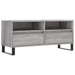 Meuble TV design moderne 100 x 34 x 44 cm grand rangement ergonomique en bois d'ing&eacute;nierie gris 02_