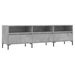 Meuble TV moderne pratique avec rangement 150 x 30 x 44 cm en bois d'ing&eacute;nierie gris b&eacute;ton 02_00489