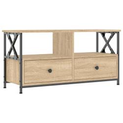 Meuble TV industriel avec espace de rangement 90 x 33 x 45 cm en bois d'ing&eacute;nierie ch&ecirc;ne sonoma 02_