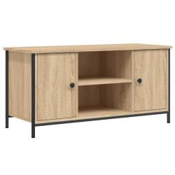 Meuble TV classique avec espace de rangement 100 x 40 x 50 cm en bois d'ing&eacute;nierie ch&ecirc;ne sonoma 02_