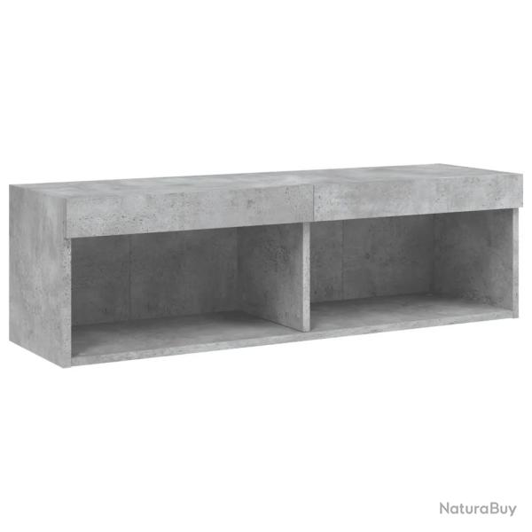 Meuble TV mural avec lumi�res LED design contemporain rangement 100 x 30 x 30 cm en bois d'ing�nier