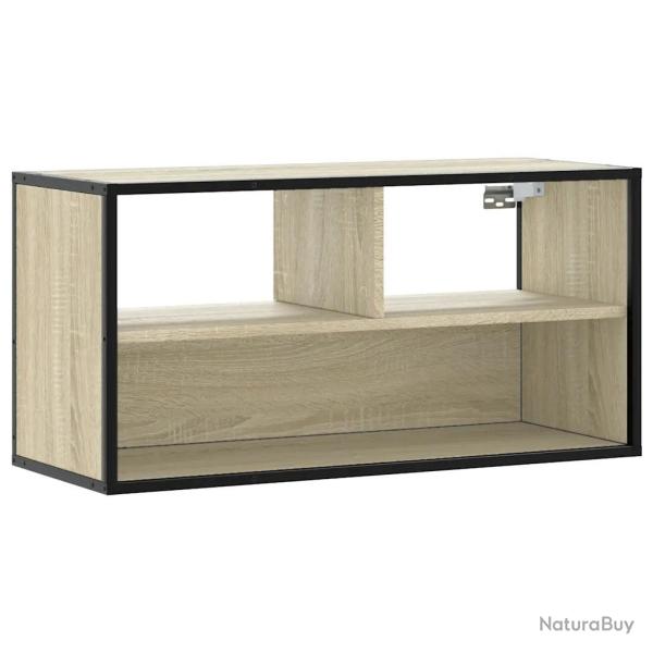 Meuble TV mural industriel design en bois d'ing�nierie 80 x 31 x 39,5 cm en ch�ne sonoma 02_0049631