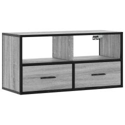 Meuble TV design industriel mural 80 x 31 x 39 cm avec grand espace de rangement en bois d'ing&eacute;nier