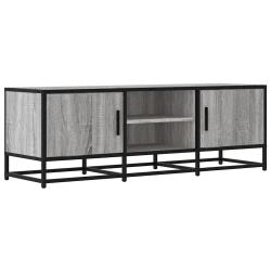 Meuble TV industriel grand espace de rangement 120 x 35 x 41 cm en bois d'ing&eacute;nierie gris 02_0049604