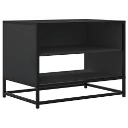 Meuble TV industriel avec grand espace de rangement salon 61 x 40 x 46 cm en bois d'ing&eacute;nierie noir