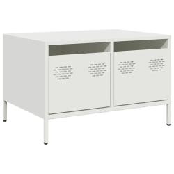 Meuble TV industriel design avec rangement 68 x 50 x 43 cm en acier lamin&eacute; &agrave; froid blanc 02_0049733