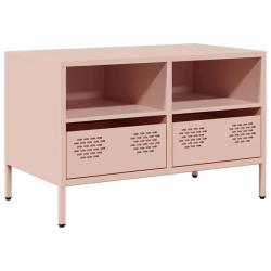 Meuble TV style industriel avec rangement 68 x 39 x 43 cm pieds r&eacute;glables finition mate en acier la