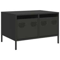Meuble TV industriel noir 68 x 50 x 43 cm avec 2 tiroirs design moderne en acier lamin&eacute; &agrave; froid 02_