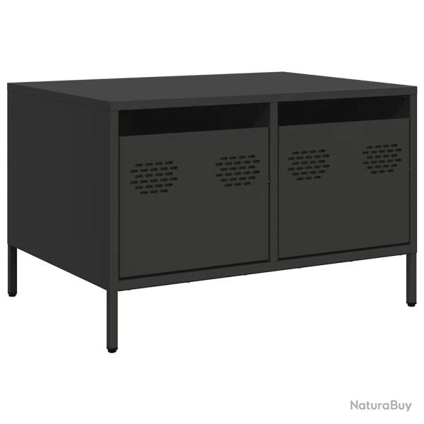 Meuble TV industriel noir 68 x 50 x 43 cm avec 2 tiroirs design moderne en acier lamin� � froid 02_