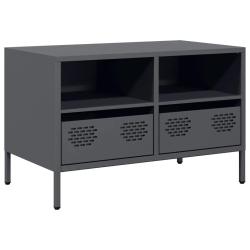 Meuble TV industriel avec rangement 68 x 39 x 43 cm stable et facile &agrave; nettoyer en acier lamin&eacute; &agrave; f