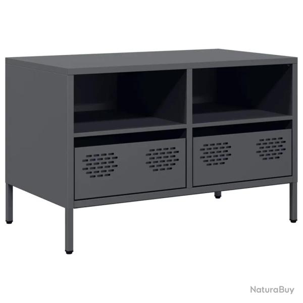 Meuble TV industriel avec rangement 68 x 39 x 43 cm stable et facile � nettoyer en acier lamin� � f