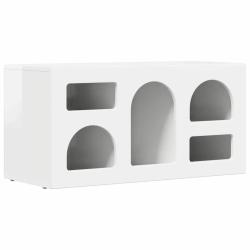 Meuble TV moderne polyvalent avec rangement 80 x 35 x 40 cm en bois d'ing&eacute;nierie blanc brillant 02_