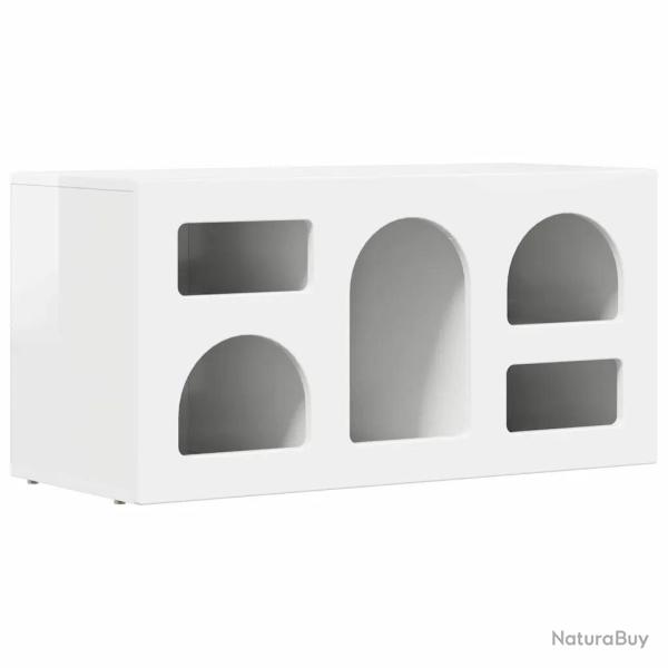 Meuble TV moderne polyvalent avec rangement 80 x 35 x 40 cm en bois d'ing�nierie blanc brillant 02_