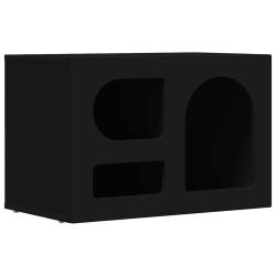 Meuble TV moderne avec rangement 60 x 35 x 40 cm fonctionnel &eacute;l&eacute;gant en bois d'ing&eacute;nierie noir 02_0