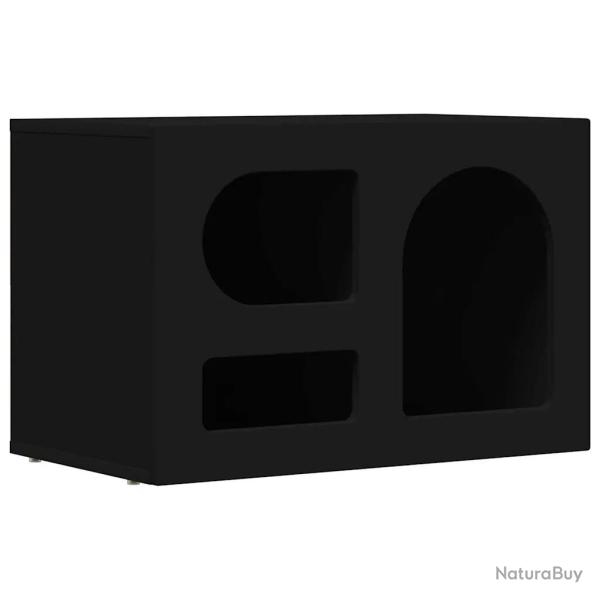 Meuble TV moderne avec rangement 60 x 35 x 40 cm fonctionnel �l�gant en bois d'ing�nierie noir 02_0