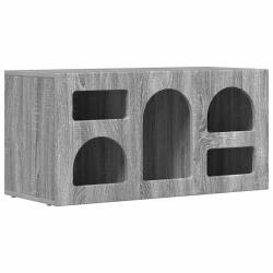 Meuble TV moderne &eacute;pur&eacute; 80 x 35 x 40 cm avec rangement ouvert et solide en bois d'ing&eacute;nierie gris s