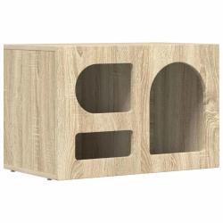Meuble TV moderne fonctionnel 60 x 35 x 40 cm design &eacute;pur&eacute; en bois d'ing&eacute;nierie ch&ecirc;ne sonoma 02_005