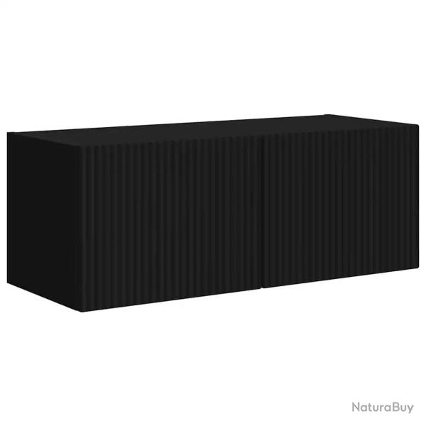 Meuble TV mural moderne minimaliste 78,5 x 31 x 29,5 cm rangement styl� en bois d'ing�nierie noir 0