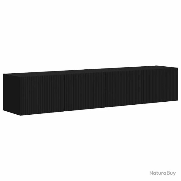 Lot de 2 meubles TV muraux modernes fonctionnels 60 x 31 x 29.5 cm en bois d'ing�nierie noir 02_005